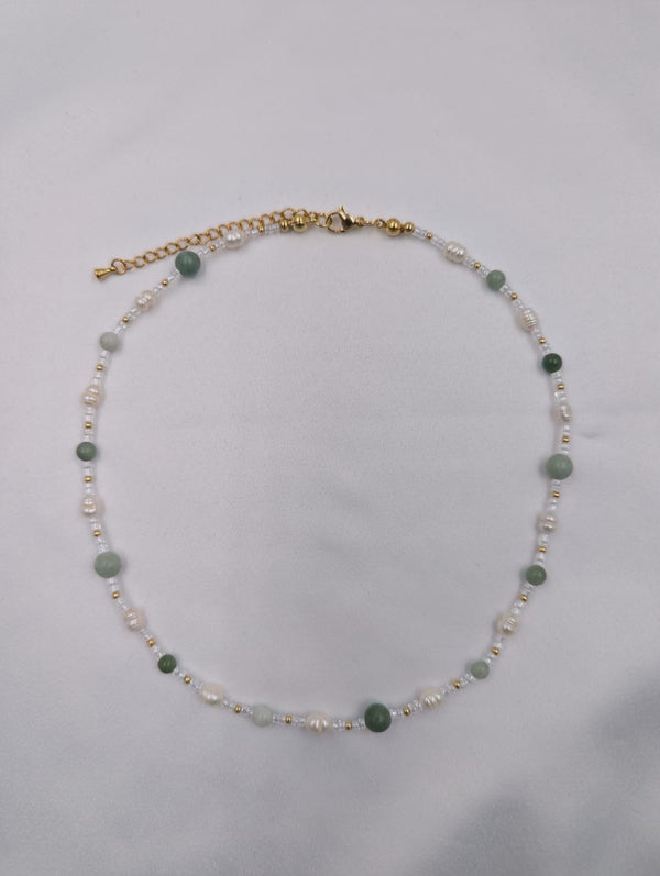 Beads By Brown Naturstein Perlenmix Kette Off-White Green