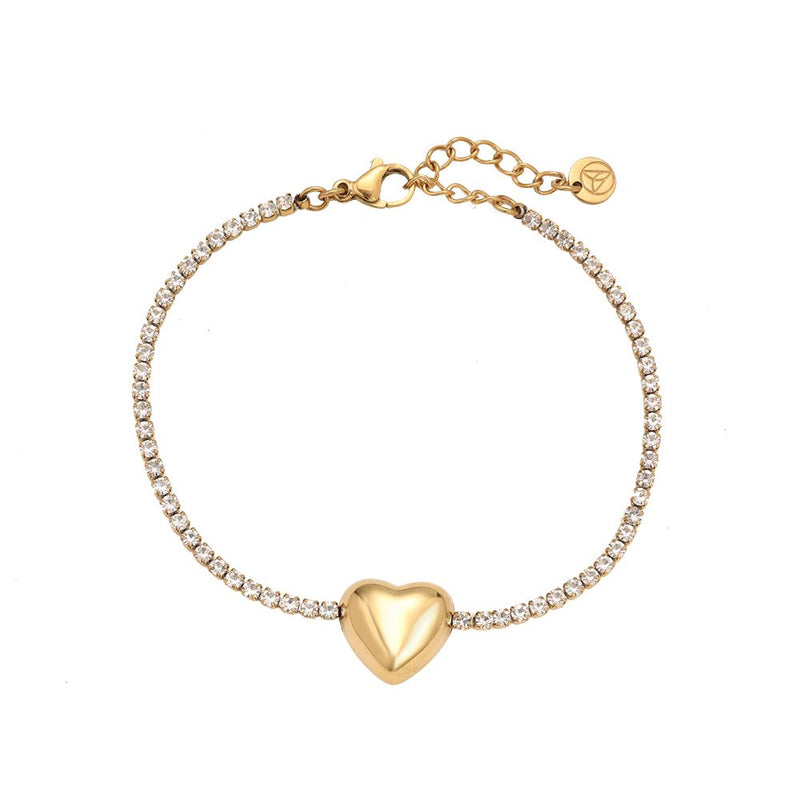 Heart In Diamond Chain Edelstahl Armkette Gold