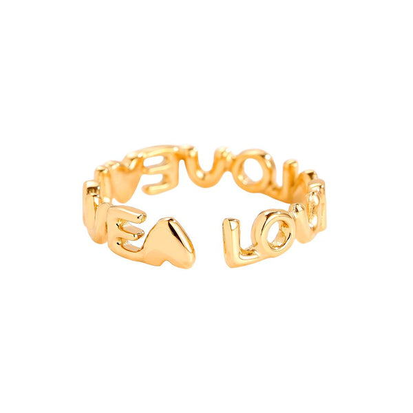 LOVE Heart Edelstahl Ring Gold