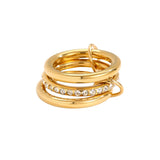Three Layer Diamond Ring Set Edelstahl Ring Gold