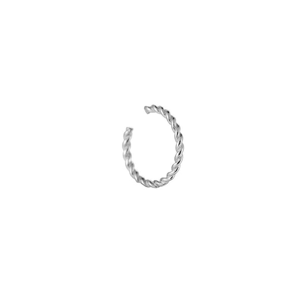 Classic Fine Twist Edelstahl Earcuff Silber