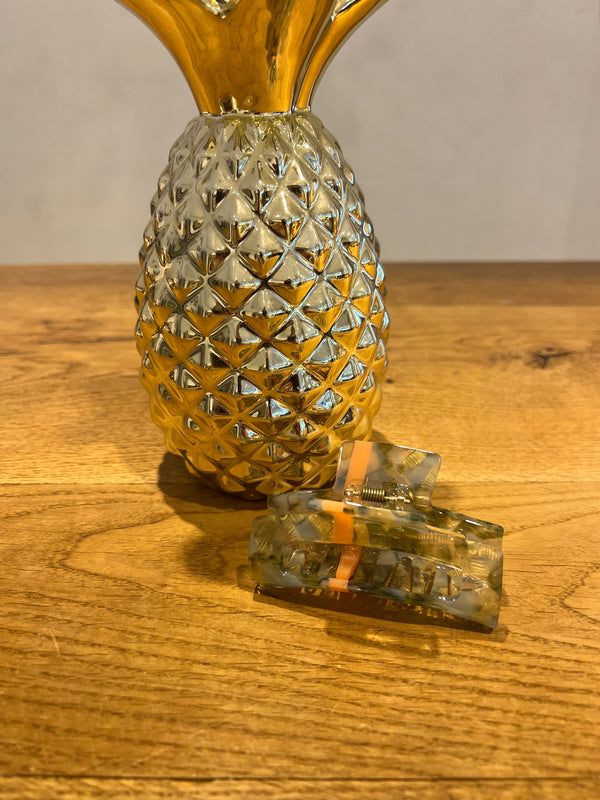 Mittlere Haarklammer Olive/Orange