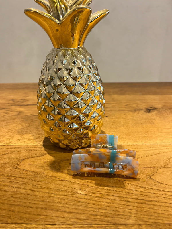 Mittlere Haarklammer Orange/Blau