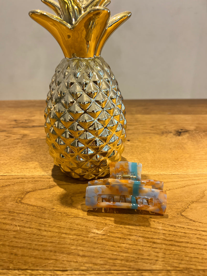 Mittlere Haarklammer Orange/Blau