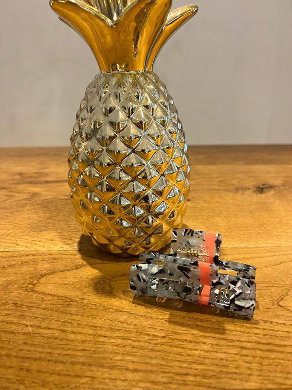 Mittlere Haarklammer Grau/Pink