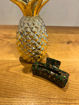 Große Haarklammer Olive/Braun