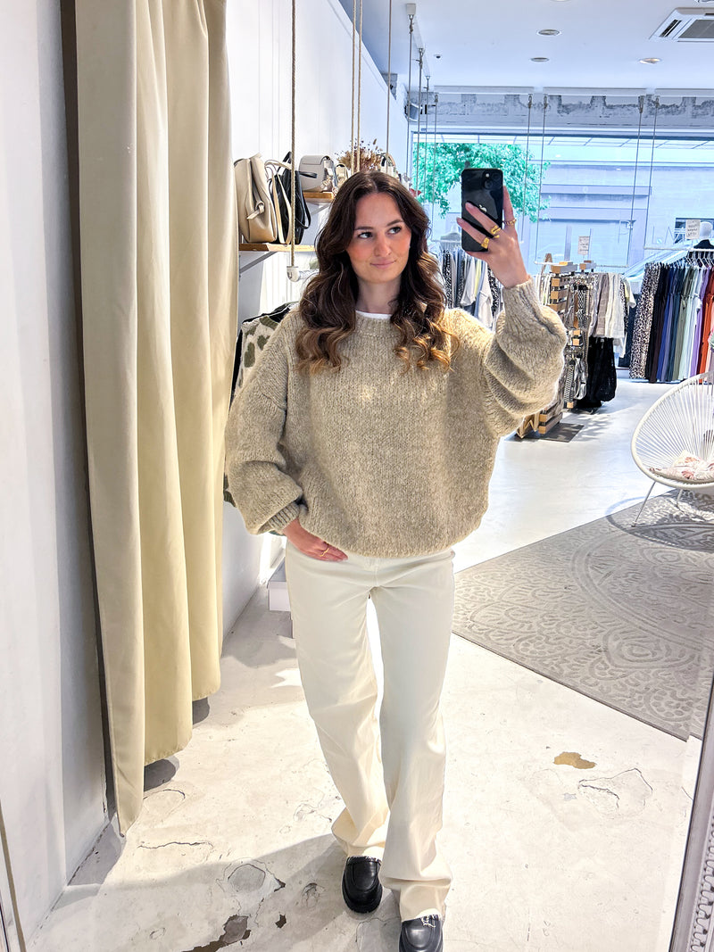 Oversized Strickpullover Taupe