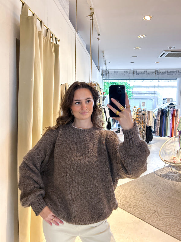 Oversized Strickpullover Braun