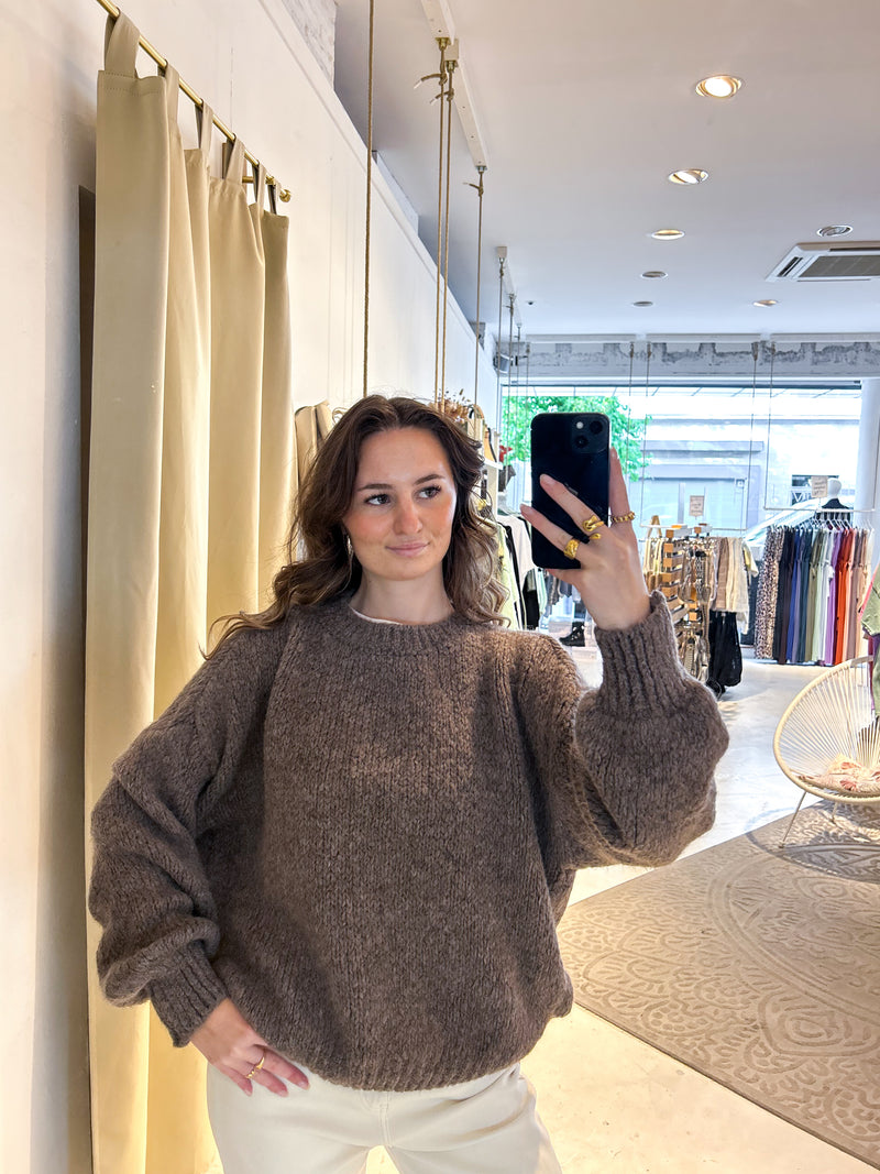 Oversized Strickpullover Braun