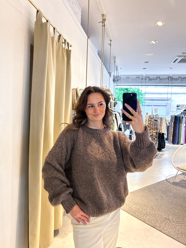 Oversized Strickpullover Braun