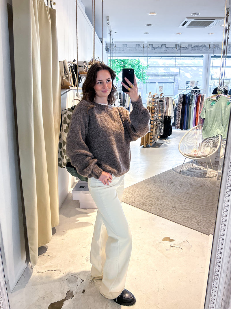 Oversized Strickpullover Braun