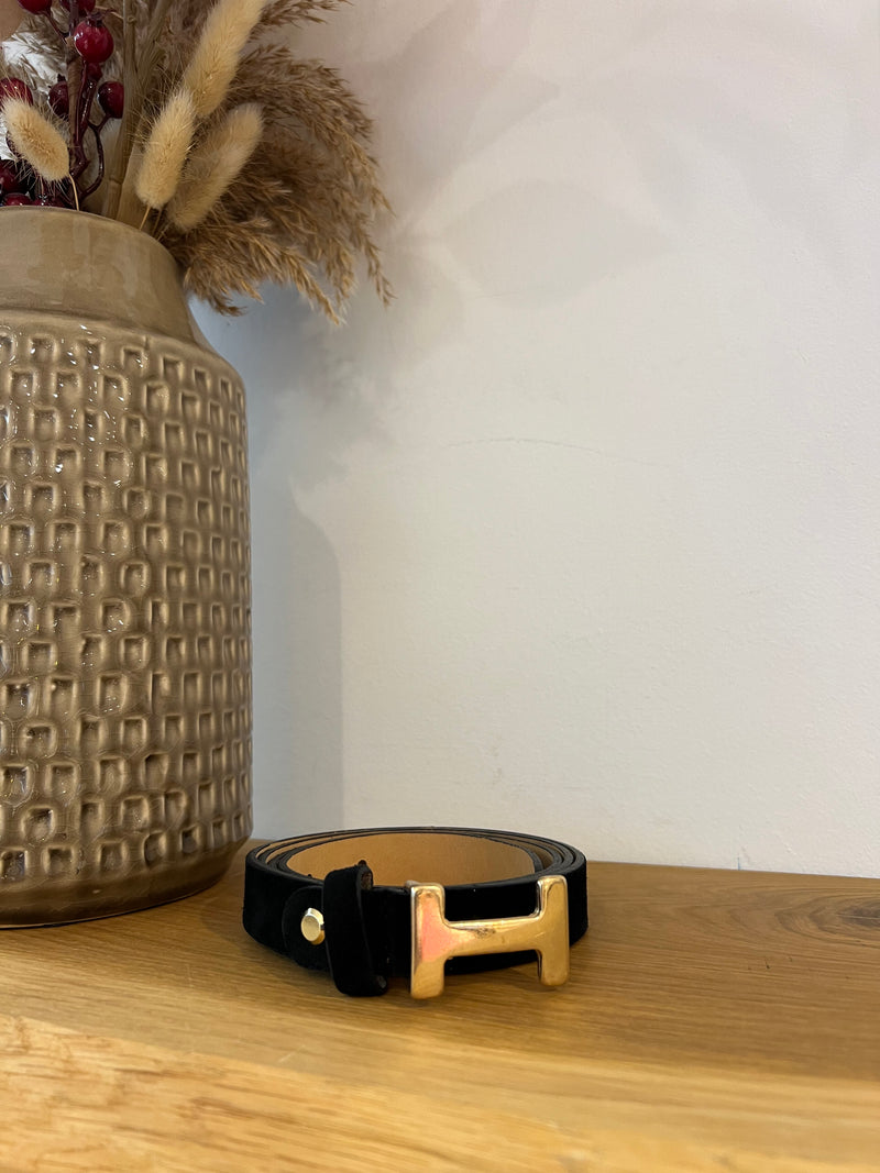 H-Gürtel Klein - Schwarz / Gold