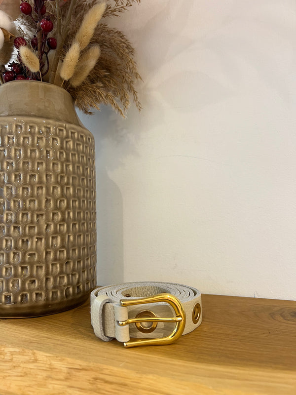 Gürtel mit Ösen - Beige / Gold