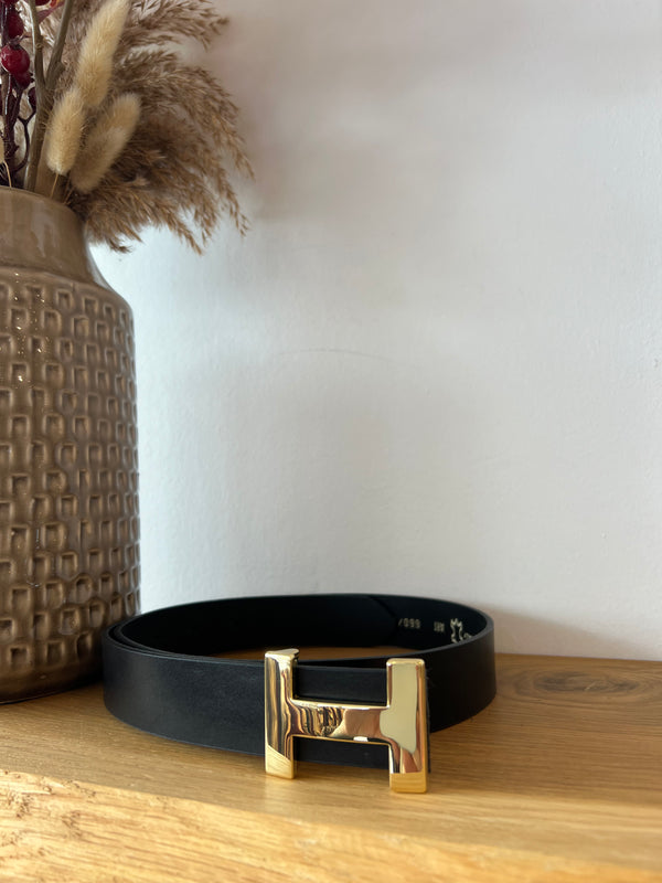 Gürtel H Schnalle Schwarz/Gold