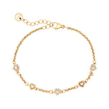 Multi Diamond Hearts Edelstahl Armkette Gold