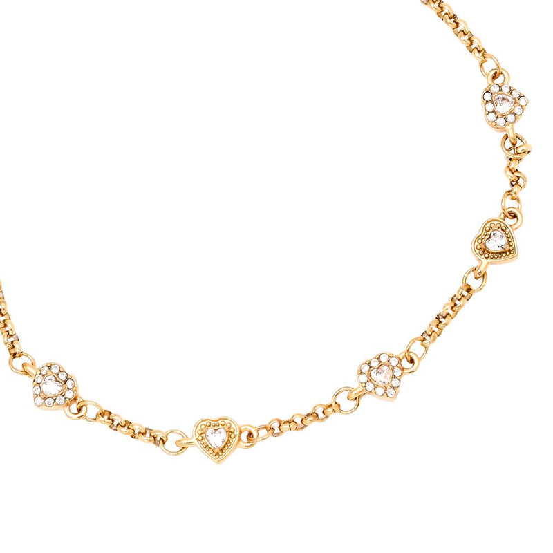 Multi Diamond Hearts Edelstahl Armkette Gold