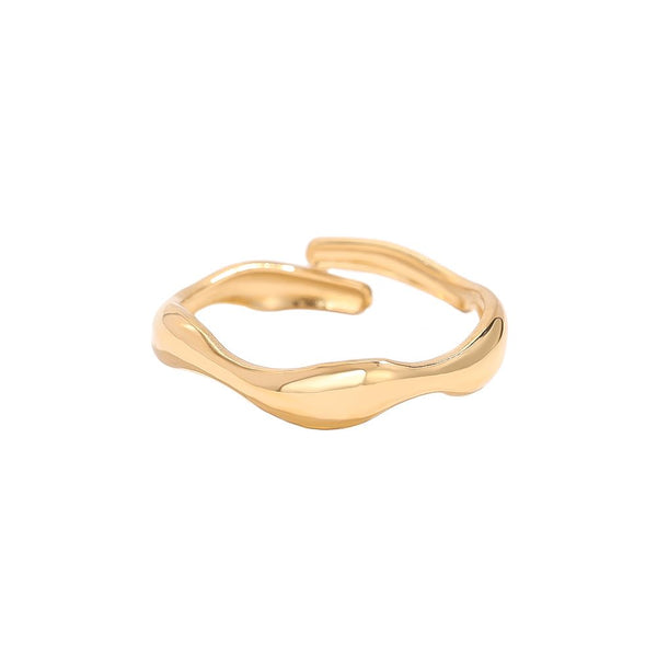 Gold Wave Edelstahl Ring Gold