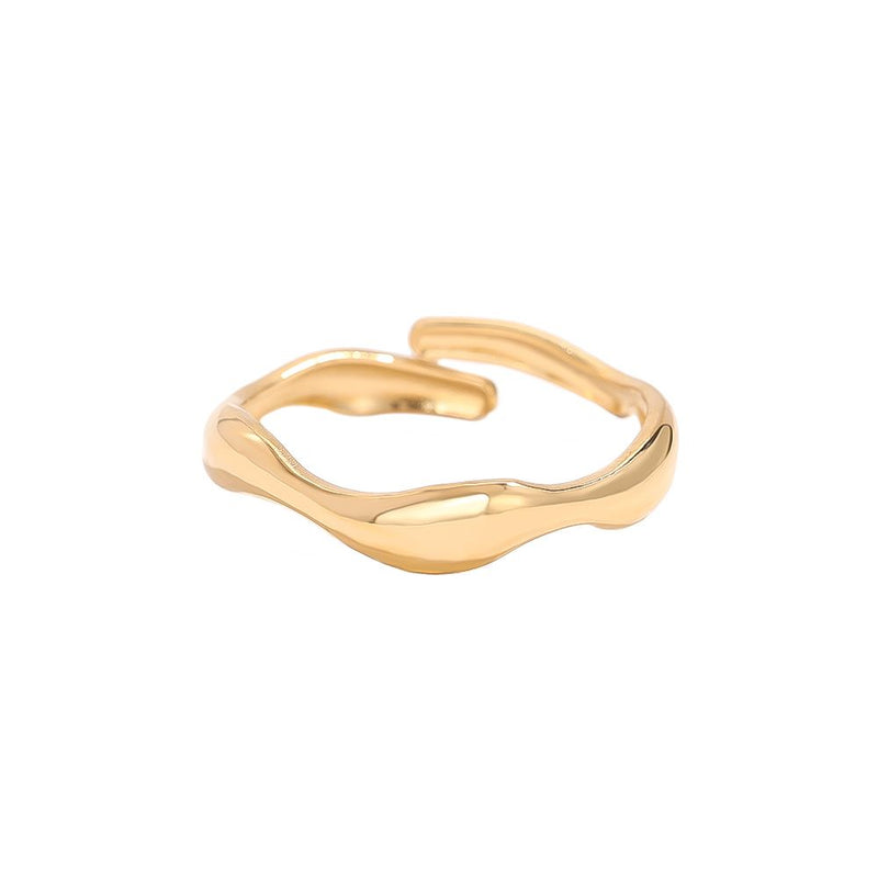 Gold Wave Edelstahl Ring Gold