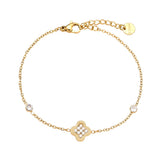 Diamond Lucky Flower And Dot Edelstahl Armkette Gold
