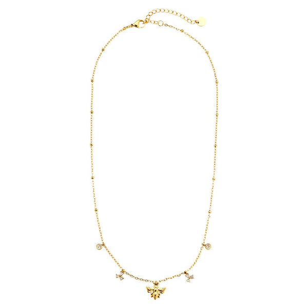 Bee And Diamond Edelstahl Halskette Gold