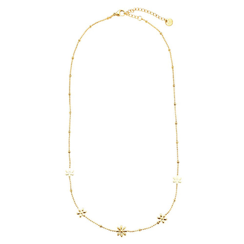 Lovely Flowers Edelstahl Halskette Gold