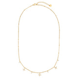 Tiny Diamond Flower Edelstahl Halskette Gold