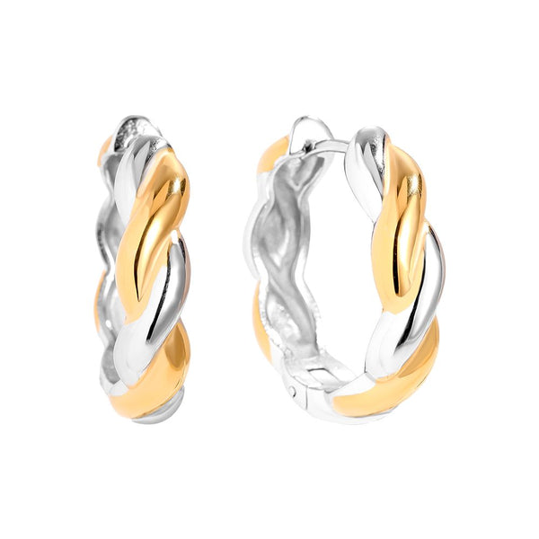 Gold And Silver Twist Hoop Edelstahl Ohrringe