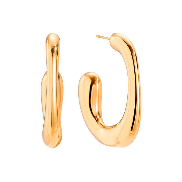 Fine Half Egg Hoop Edelstahl Ohrringe Gold