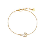 Diamond Moon And Star Edelstahl Armkette Gold