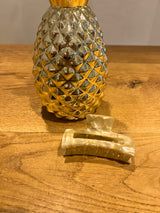 Mittlere Haarklammer Beige Shiny