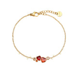 Diamond Red Heart Edelstahl Armkette Gold