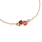 Diamond Red Heart Edelstahl Armkette Gold