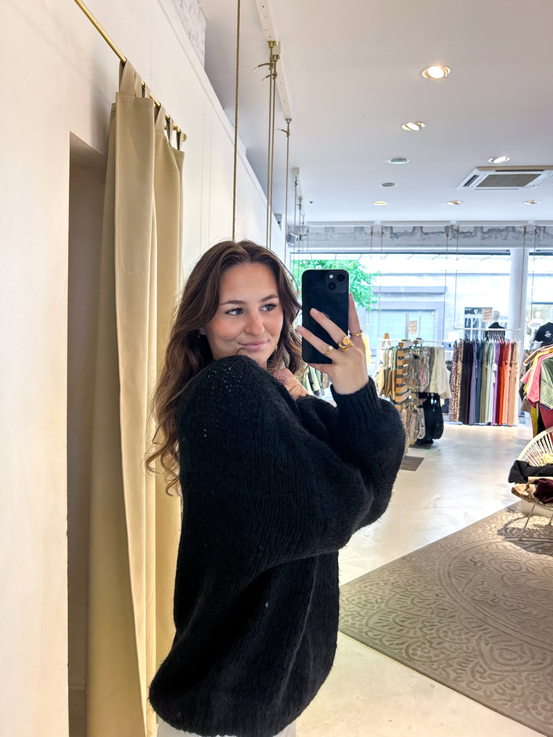 Oversized Strickpullover Schwarz
