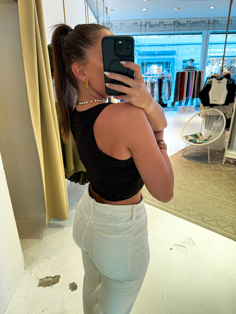 Ayla Crop Top Black White