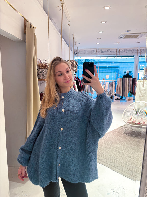 Oversized Strickjacke Blau