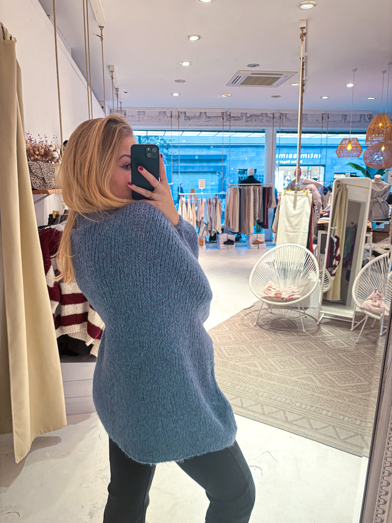 Oversized Strickjacke Blau