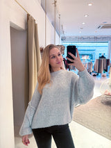 Cropped Oversized Strickpullover Hellgrau