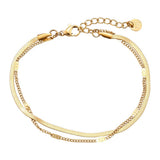 Two Layer Casual Edelstahl Armkette Gold