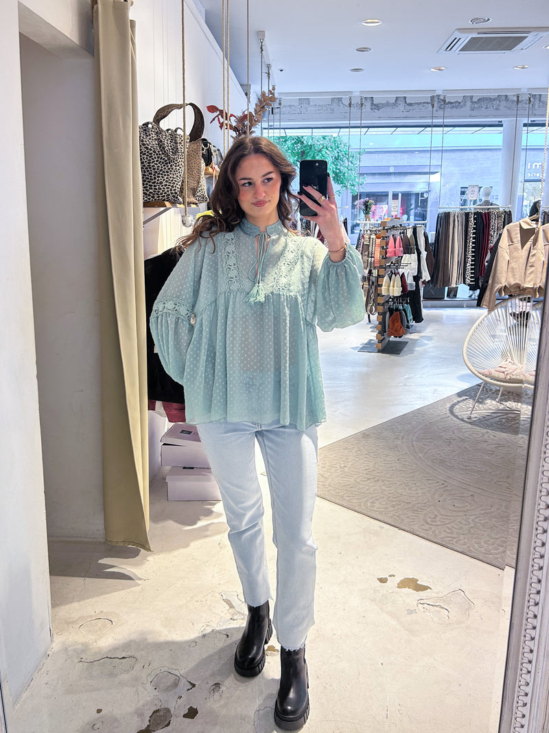 Pünktchen Bluse Mint