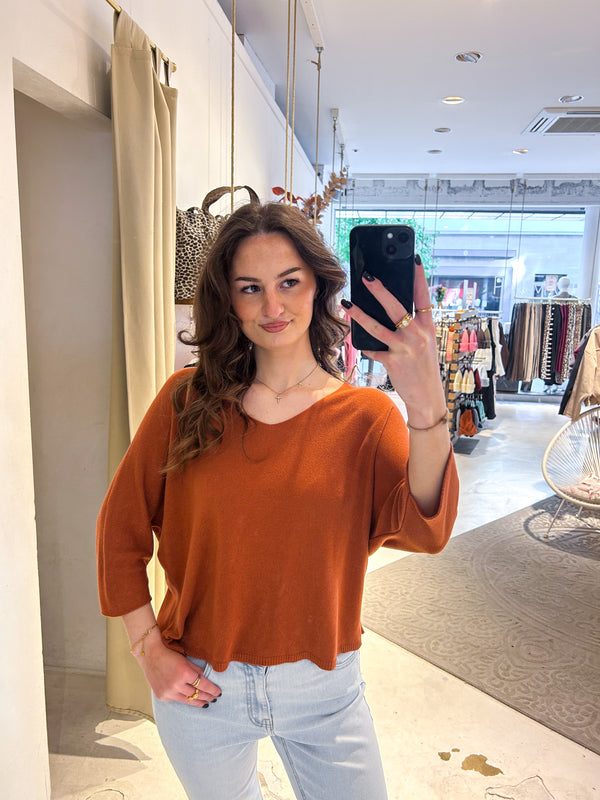 Dünner Strickpullover Rost