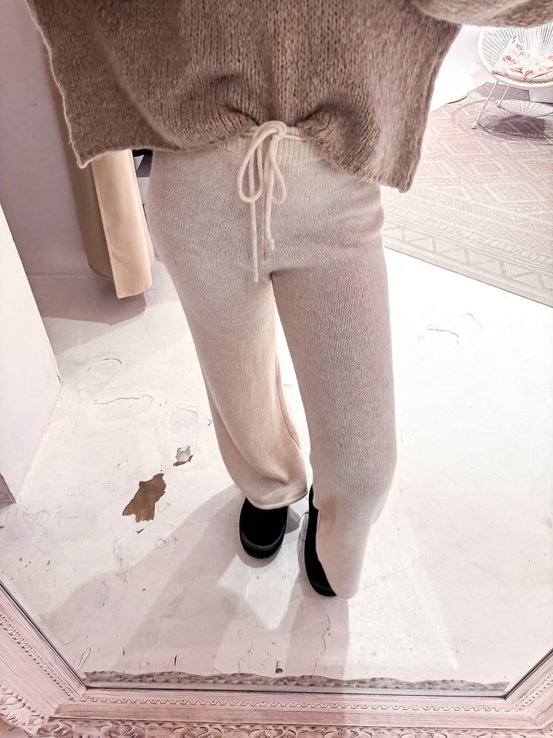 Strickhose Beige