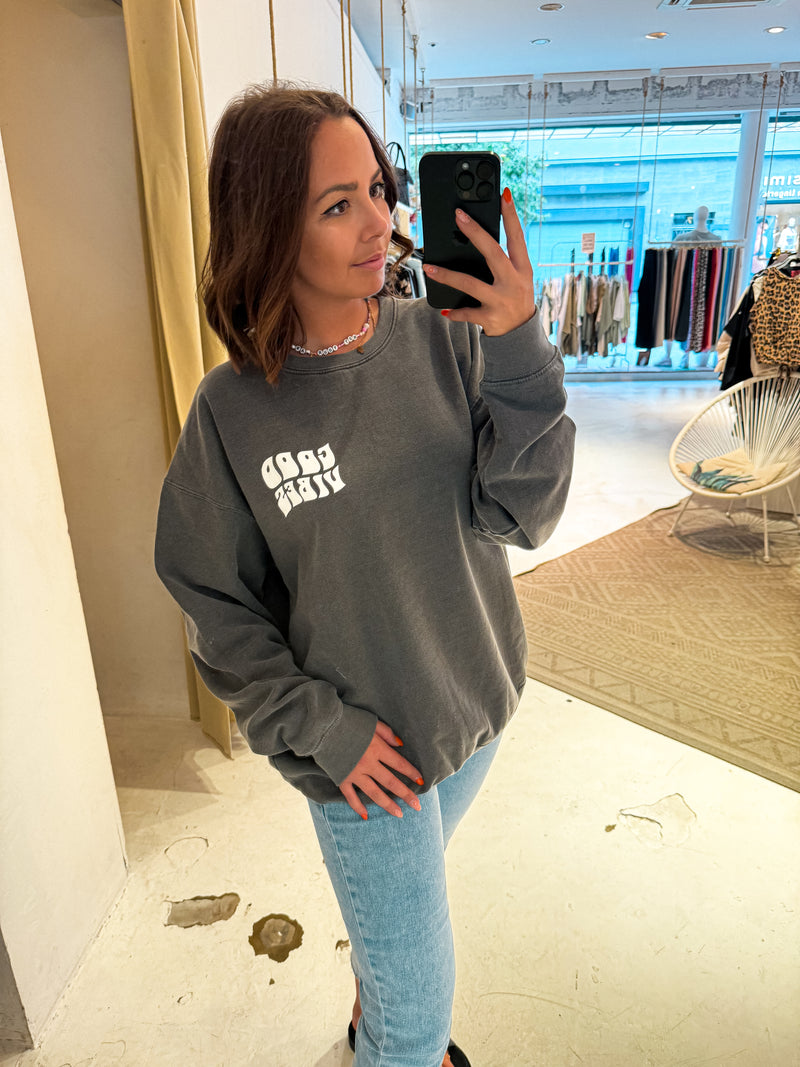 Good Vibes Crew Neck Dunkelgrau