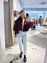 Kunstwildlederjacke Weinrot