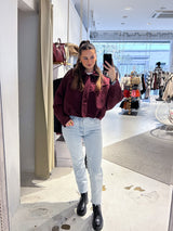 Kunstwildlederjacke Weinrot