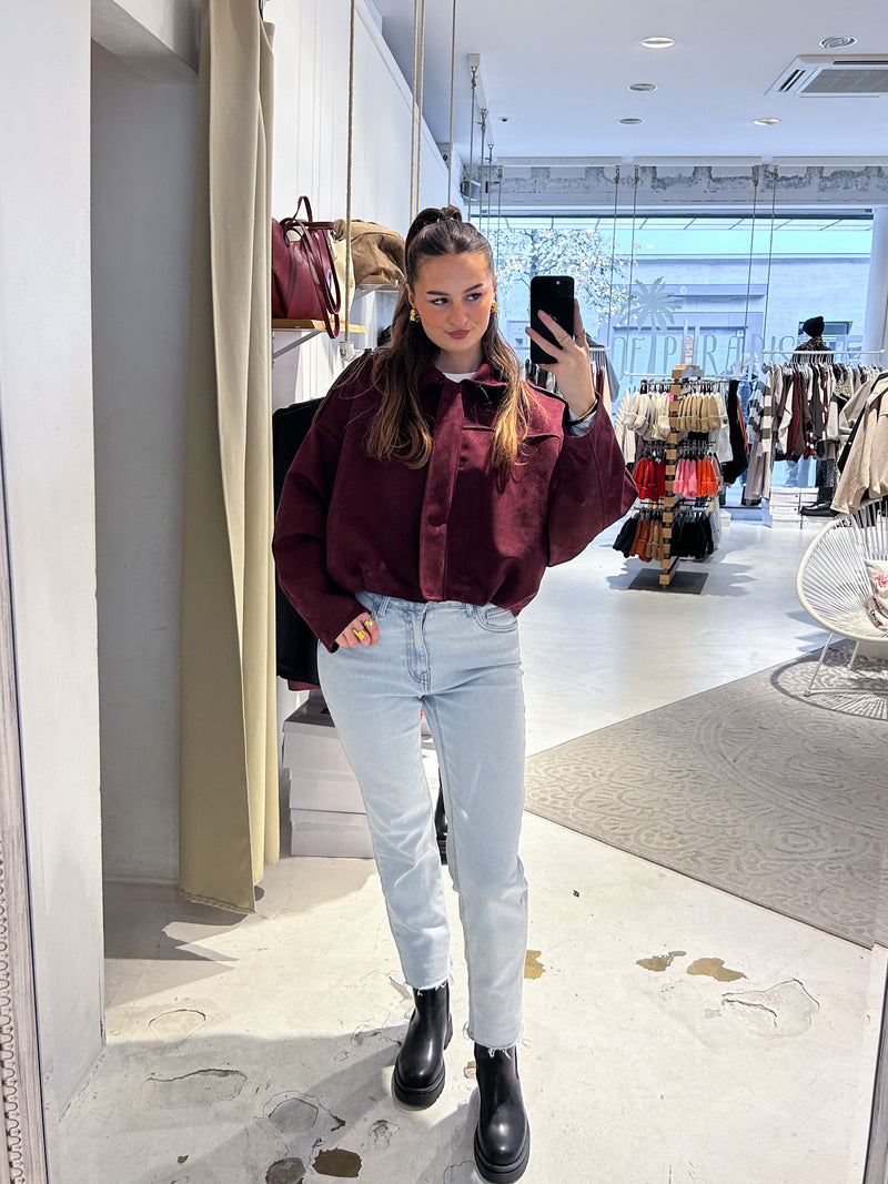 Kunstwildlederjacke Weinrot