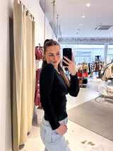 Ribbed Langarm Shirt Schwarz