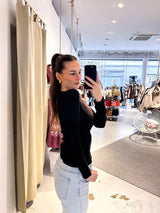 Ribbed Langarm Shirt Schwarz