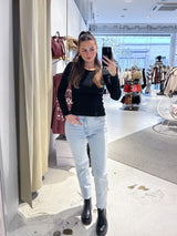 Ribbed Langarm Shirt Schwarz