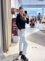 Ribbed Langarm Shirt Schwarz