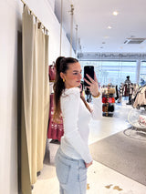 Ribbed Langarm Shirt Weiß